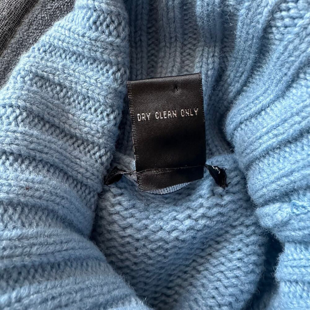 Sarah Spencer Vintage Lambswool Cowl Neck Sweater Blue Medium Chunky Knit Warm - Picture 8 of 8